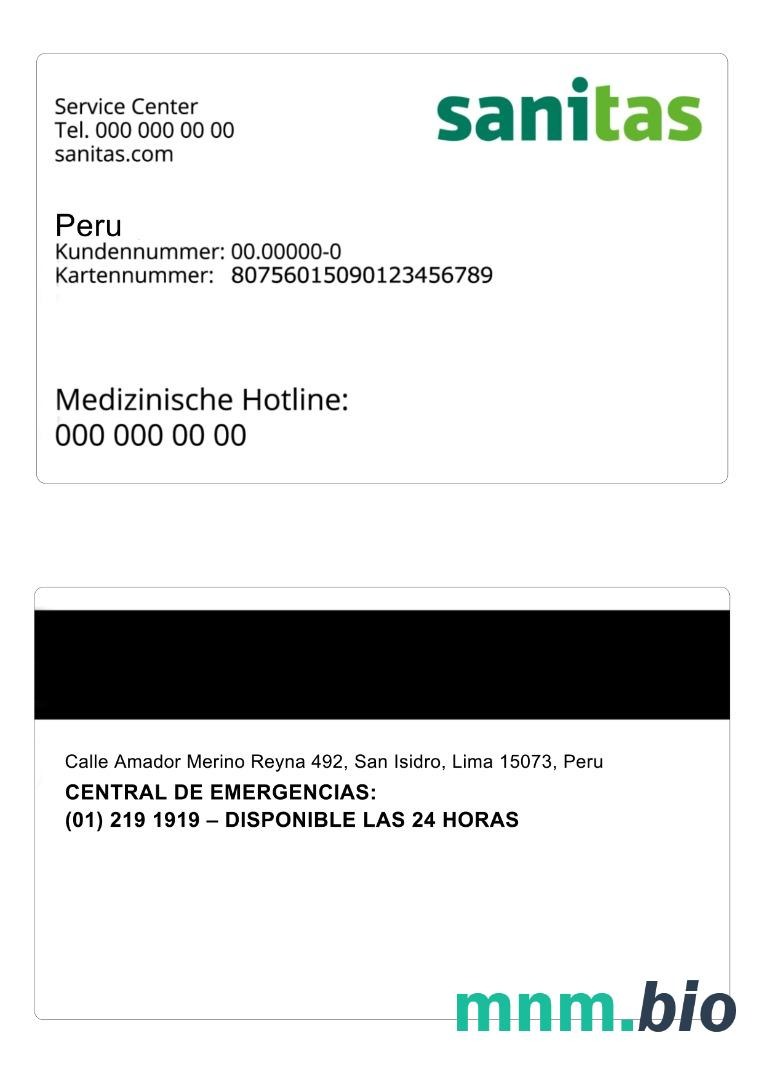 Peru karta ubezpieczenia zdrowotnego edytowalny szablon